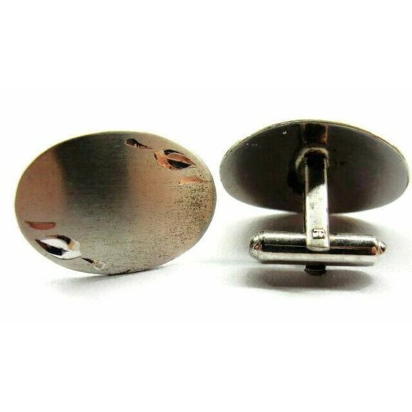 Oval Accent Sterling Silver 925 Vintage Patina Cufflinks - Picture 3 of 9
